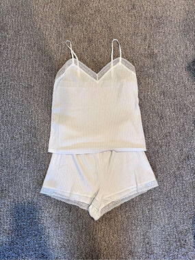 Victoria's Secret Ribbed Cami & Short Pajama Set White